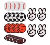 HDGSAFD Pack De 20 Écussons De Football, Écussons en Tissu Brodés, Écussons De Réparation pour Vêtements, Écussons Thermocollants pour Enfants, Écussons en Tissu Décoratifs pour Vêtements