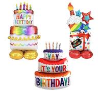 HDGSAFD Pack De 3 Ballons en Forme De Gâteau d'anniversaire, Ballons De Décoration De Fête d'anniversaire, Décoration De Scène De Fête, Ballons Mignons Et Intéressants