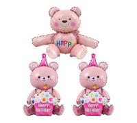 HDGSAFD Pack De 3 Ballons Ours, Ballons De Dessin Animé Mignons, Ballons Créatifs en Aluminium, Décorations De Fête, Décorations De Fête
