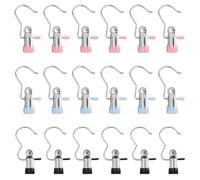 HDGSAFD Paquet De 18 Crochets À Pince, Pinces À Linge en Acier Inoxydable, Pinces À Linge Coupe-Vent, Accessoires pour La Maison, Pinces pour Manteaux Et Chapeaux, Pinces De Rangement