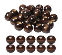 HDGSAFD Paquet De 50 Perles Rondes en Bois, Perles en Bois avec Trous, Perles en Vrac pour L'Artisanat, Accessoires De Bijoux DIY, Perles pour Enfilage