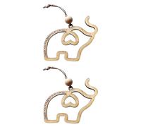 HDGSAFD Pendentifs Éléphant 2 Pièces, Ornements Éléphant en Bois, Pendentifs Animaux Creux, Cadeaux D'Amitié, Pendentifs Éléphant Artisanaux