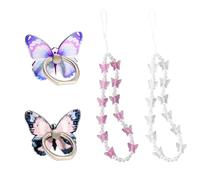 HDGSAFD Porte-Anneau Papillon 2 Pièces, 2 Chaînes De Téléphone Portable en Perles Papillon, Breloques Créatives pour Téléphone Portable, Accessoires De Téléphone Portable