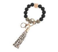 HDGSAFD Porte-clés avec bracelet et perles en silicone - motif léopard, style bohème, multicolore - taille unique, multicolore, Taille unique