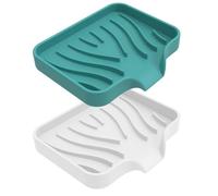 HDGSAFD Porte-Savon Ouvert 2 Pièces, Porte-Savon De Vidange, Porte-Savon en Silicone, Porte-Savon Créatif (Blanc, Vert)