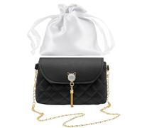HDGSAFD Sac Bandoulière Femme avec Pompon et Chaîne, Noir, Sac De Sortie, 1 Dust Bag Inclus