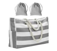 HDGSAFD Sac main 1 pice, sac en tissu 2 pices, sac de plage impermeable avec fermeture eclair pour femme, gris, 49,8 x 15,2 x 34,8 cm