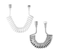 HDGSAFD Tuyau de Douche 2 Pièces, 300CM, Gris et Blanc, Polyuréthane (PU), Flexible, Résistant à l'Usure et à l'Étirement, Facile à Plier et Tourner, Polyvalent, Facile à Installer