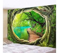 HDHGKYY 3D salon tapisserie arbre trou pont en bois riverside tenture murale chambre dortoir mur couverture canapé fond suspendu tissu décoration de la maison art mural