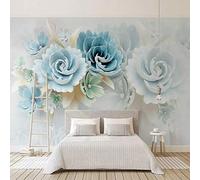 HDHGKYY Papier peint mural auto-adhésif pvc3D relief en trois dimensions fleurs bleues salon TV fond photo papier peint chambre stickers muraux
