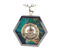 HDICUHNANU Bistro Horloge de Cheminée Horloge De Bureau en Acier Inoxydable avec Bordure Argentée for Chambre À Coucher Créative Moderne Et Silencieuse Horloge à Poser(Hexagon)