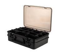 HDICUHNANU Boite a Leurre Peche Boîte À Appâts Portable Outils De Pêche Double Couche Avec Compartiments Amovibles Adaptée Au Stockage Du Matériel Boite de Rangement Pêche(Black)