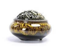 HDICUHNANU Brûleur d'encens Chinois Brûleurs D'encens en Céramique Portable Porcelaine Encensoir Bouddhisme Porte-encens Maison Thé Yoga Studio Porte-encens(Yellow)
