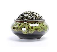 HDICUHNANU Brûleur d'encens Chinois Brûleurs D'encens en Céramique Portable Porcelaine Encensoir Bouddhisme Porte-encens Maison Thé Yoga Studio Porte-encens(Grün)