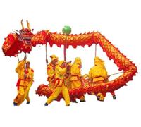 HDICUHNANU Costume de Danse Tissu Bronzant De Danse du Dragon Chinois, 18m/59 Pieds, Ruban, Banderole, Spectacles Divertissement Et Fitness Nouvel an Chinois(Rot)