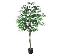 HDICUHNANU Fausse Verte Ficus Artificiel avec Tronc en Bois Naturel, Pot De Pépinière Plastique, Fausse Plante pour La Décoration du Bureau Et Maison Fake Trees(160cm)