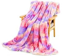 HDICUHNANU Plaid Chaud Couvertures molletonnées Douces Arc-en-Ciel colorées, couvertures décoratives drôles Mignonnes de lit Flanelle, pour Le Sofa Boutis(C,130 * 160cm)