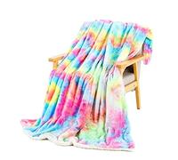 HDICUHNANU Plaid Chaud Couvertures molletonnées Douces Arc-en-Ciel colorées, couvertures décoratives drôles Mignonnes de lit Flanelle, pour Le Sofa Boutis(A,160 * 200cm)