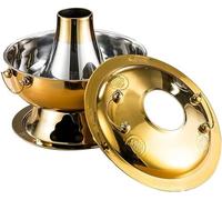 HDICUHNANU Shabu Hot Pot Casserole à Soupe Vieux Pékin Acier Inoxydable Marmite en Bois Charbon De Ménage Shabu Pot Extérieur Chauffage Rapide(Gold,32cm)