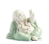 HDICUHNANU Statue de Bouddha en Méditation Thaïlande Petite Statue De Bouddha Rieur en Céramique, Chanceux Et pour La Chance Prospérité la Terrasse(A)