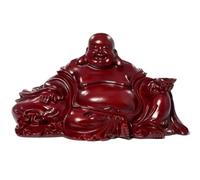 HDICUHNANU Statue de Bouddha en Méditation Thaïlande Statue de Bouddha en Bois Massif 11 Pouces, Sculpture avec Grand Ventre, riant, pour décoration Maison, Bureau la Terrasse