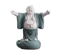 HDICUHNANU Statue de Bouddha en Méditation Thaïlande Statue De Bouddha en Céramique 12.2 Pouces, Sculpture avec Grand Ventre, Riant, pour La Maison Et Le Bureau, Décoration la Terrasse(A)