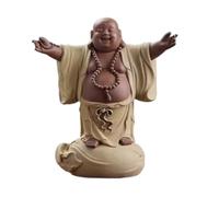 HDICUHNANU Statue de Bouddha en Méditation Thaïlande Statue De Bouddha en Céramique 12.2 Pouces, Sculpture avec Grand Ventre, Riant, pour La Maison Et Le Bureau, Décoration la Terrasse(D)