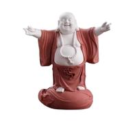 HDICUHNANU Statue de Bouddha en Méditation Thaïlande Statue De Bouddha en Céramique 12.2 Pouces, Sculpture avec Grand Ventre, Riant, pour La Maison Et Le Bureau, Décoration la Terrasse(C)