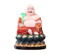 HDICUHNANU Statue de Bouddha en Méditation Thaïlande Statue De Bouddha en Résine, Riant, Porte-Bonheur, Gros Ventre, Figurine Heureuse pour La Décoration Maison la Terrasse(G,12in)