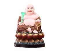 HDICUHNANU Statue de Bouddha en Méditation Thaïlande Statue De Bouddha en Résine, Riant, Porte-Bonheur, Gros Ventre, Figurine Heureuse pour La Décoration Maison la Terrasse(F,12in)