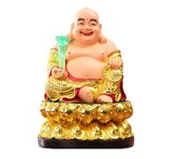 HDICUHNANU Statue de Bouddha en Méditation Thaïlande Statue De Bouddha en Résine, Riant, Porte-Bonheur, Gros Ventre, Figurine Heureuse pour La Décoration Maison la Terrasse(B,16in)