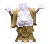 HDICUHNANU Statue de Bouddha en Méditation Thaïlande Statue De Bouddha Riant en Céramique, 12.6 Pouces, Mignonne, Figurine Heureuse, pour La Décoration Maison la Terrasse(Yellow)