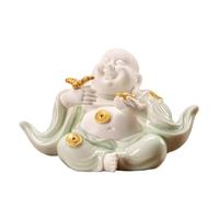 HDICUHNANU Statue de Bouddha en Méditation Thaïlande Statue De Bouddha Riant en Céramique, Grand Ventre, Figurines Heureux, Décoration pour La Maison, Le Bureau Et Voiture la Terrasse(D)