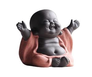 HDICUHNANU Statue de Bouddha en Méditation Thaïlande Statue De Bouddha Riant en Sable Violet, Heureux, Petit Bébé Mignon, Moine, Figurine, Décoration Maison la Terrasse(B)