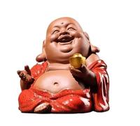 HDICUHNANU Statue de Bouddha en Méditation Thaïlande Statue De Bouddha Riant pour La Décoration Maison Et Voiture, Figurine Heureux Porte-Bonheur en Céramique, D'intérieur la Terrasse(C)