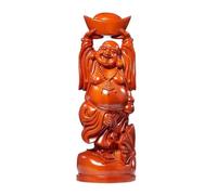 HDICUHNANU Statue de Bouddha en Méditation Thaïlande Statue De Bouddha Rieur en Bois pour La Décoration Intérieure, Figurine Heureux Chanceux, D'intérieur la Terrasse(22 * 12 * 40cm)