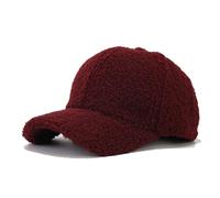 HDiGit Bonnet de baseball d'hiver unisexe en 100% laine de mouton adapté aux hommes et aux femmes - Chapeau de baseball pour hommes, bordeaux, L