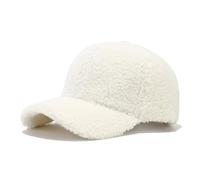 HDiGit Casquette de baseball d'hiver unisexe 100 % laine d'agneau pour homme et femme, beige, L