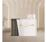 HDJKHFR Petit Comptoir Caisse Commerce, Comptoir de Réception, Comptoir d'accueil avec Tiroirs Verrouillables, Table de Réception pour Salon, Hôtel, Clinique, Entreprise ou Boutique(C,120CM)