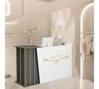 HDJKHFR Petit Comptoir Caisse Commerce, Mostrador de Recepción, Con 4 Espacios de Almacenamiento y Cajón Table de Réception pour La Maison, Le Bureau,Magasin De VêTements(Gris,140cm)