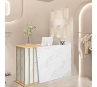 HDJKHFR Petit Comptoir Caisse Commerce, Mostrador de Recepción, Con 4 Espacios de Almacenamiento y Cajón Table de Réception pour La Maison, Le Bureau,Magasin De VêTements(Marble Color,100cm)