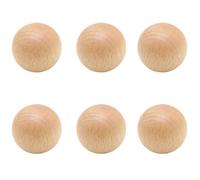 HDJNal Lot de 6 boutons d'armoire en bois de hêtre en forme de boule de 40 mm - Poignées de tiroir classiques décoratives antiques pour meubles, cuisine, commode, armoire, porte, bureau