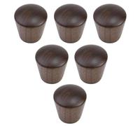 HDJNal Lot de 6 boutons d'armoire en bois de noyer - Boutons de tiroir en forme de cône, poignées d'armoire de cuisine en bois naturel, 2,5 x 2,8 cm
