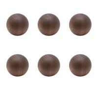 HDJNal Lot de 6 boutons d'armoire en bois de noyer de 30 mm en forme de boule - Poignées de tiroir classiques en bois de bois - Poignées décoratives antiques pour meubles, cuisine, commode, armoire,