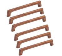 HDJNal Lot de 6 poignées de tiroir modernes en bois naturel lisse et plat pour cuisine, commode de chambre à coucher, placard, mise à niveau de meubles, bois de noyer massif - CC : 160 mm