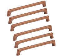 HDJNal Lot de 6 poignées de tiroir modernes en bois naturel lisse et plat pour cuisine, commode de chambre à coucher, placard, mise à niveau de meubles, bois de noyer massif - CC : 192 mm