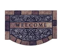 HDKAH Paillasson d'entrée rétro européen, Tapis de Bienvenue, décoration de Jardin, de Cour, de Maison, Tapis d'extérieur for Portes de Maison(Dark Blue,100x155cm)
