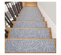 HDKAH Tapis d'escalier Auto-adhésifs en TPR antidérapant 76 x 20 cm, Tapis en Relief brossé à Plusieurs reprises(Gray)