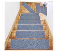 HDKAH Tapis d'escalier Auto-adhésifs en TPR antidérapant 76 x 20 cm, Tapis en Relief brossé à Plusieurs reprises(Light Blue)