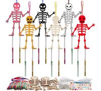 HDKHA-9Pcs Bricolage Homme Os Carillon avec Fixation Clous (6 * 12mm 80pcs/Pack) en Bois Halloween Activité Manuelle Décoration Suspendue Loisirs Créatifs pour Automne Halloween Décoration Fête Jeux